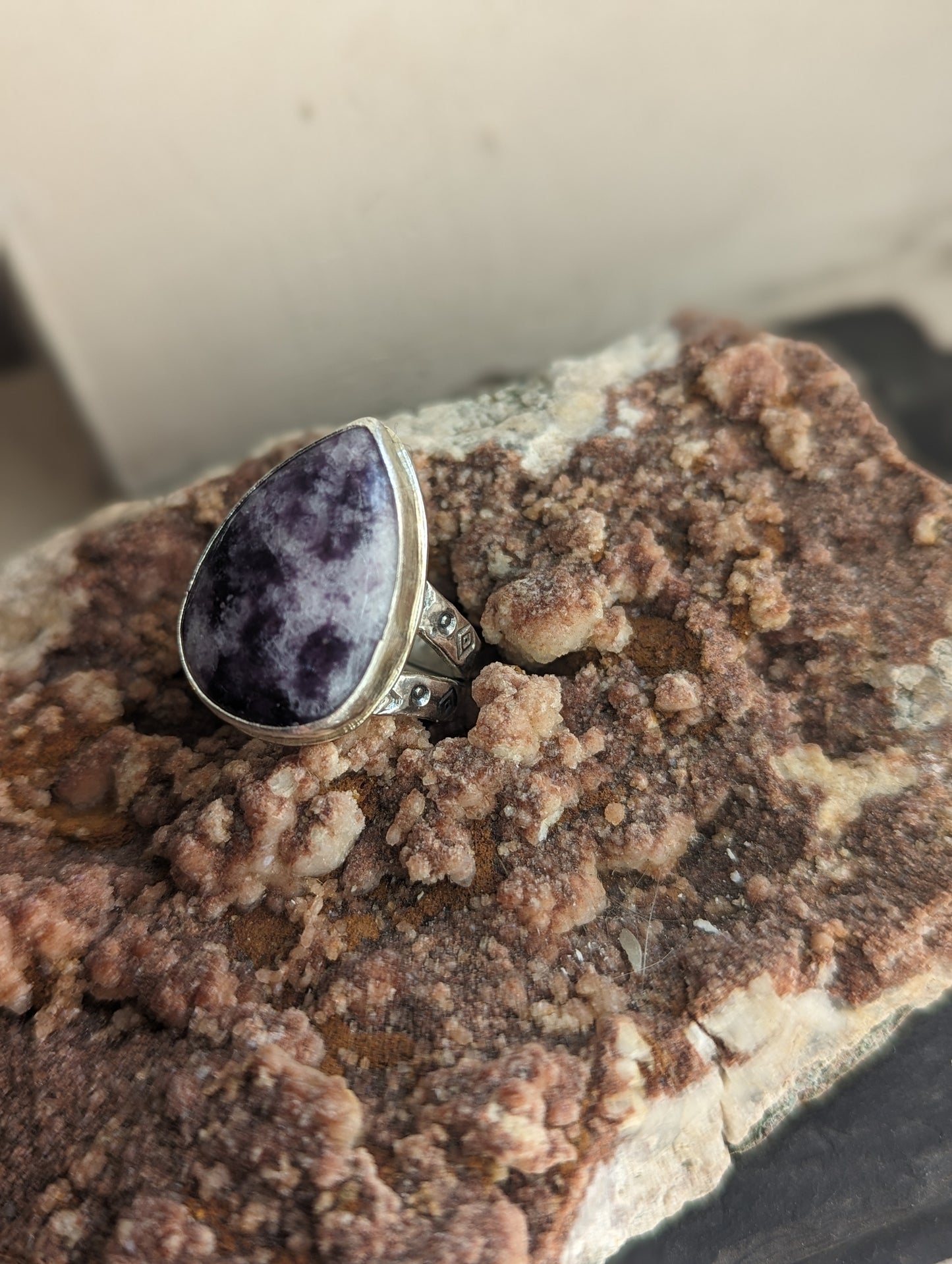 Lepidolite Tear Drop Ring - Size 8