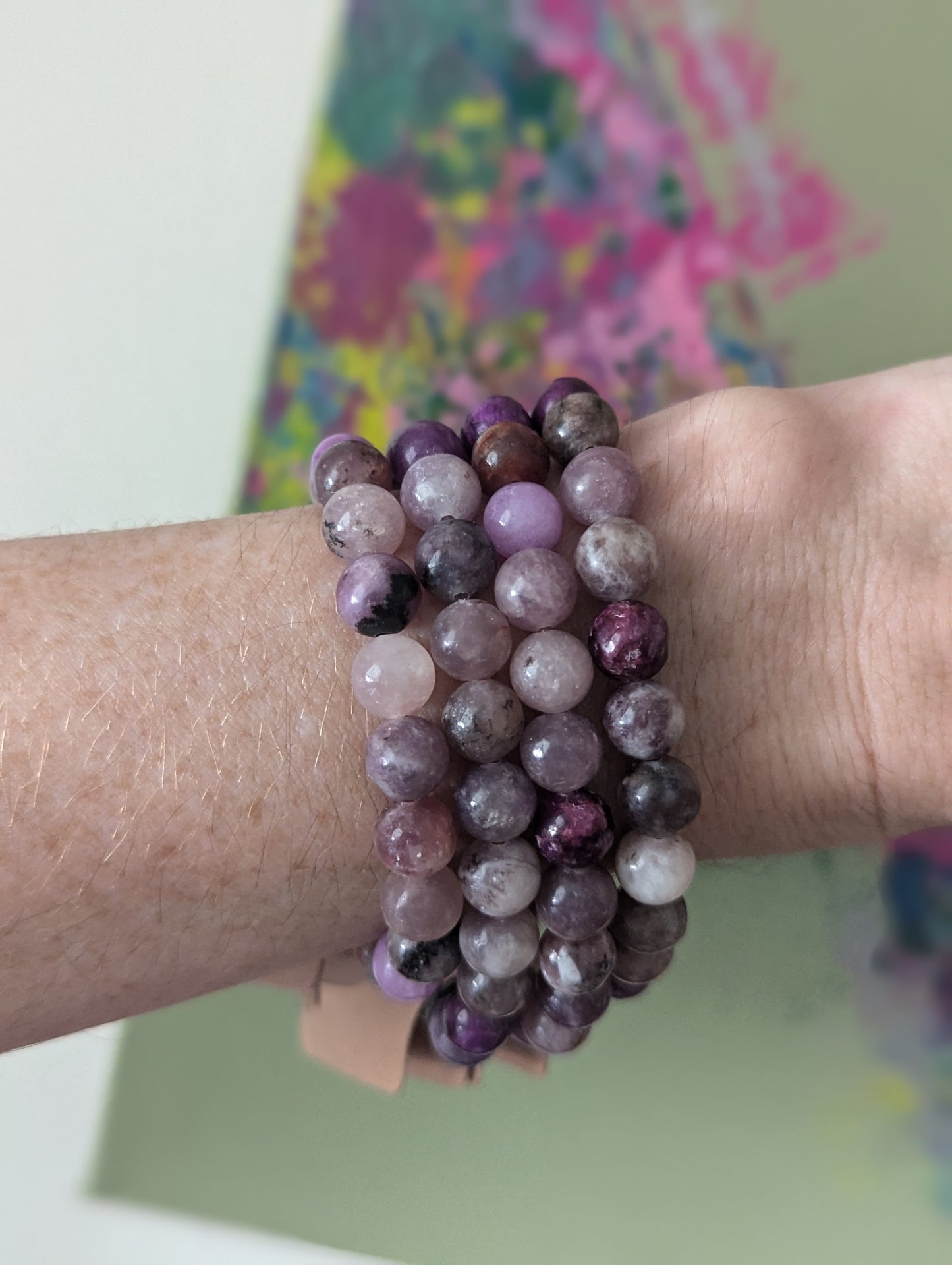 Pulseras de lepidolita (varios tamaños disponibles)