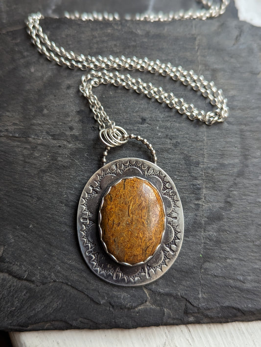 Mariam Jasper Stamped Sterling Silver Necklace