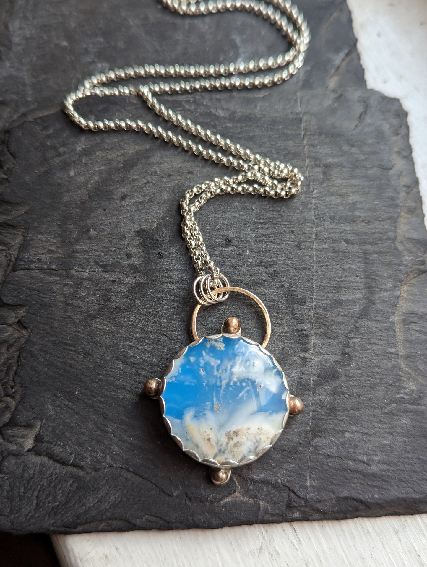 Blue Sky Compass Sterling Silver Necklace