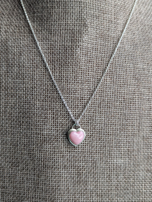 Mini Pink Conch Heart Necklace (Sterling) RTS