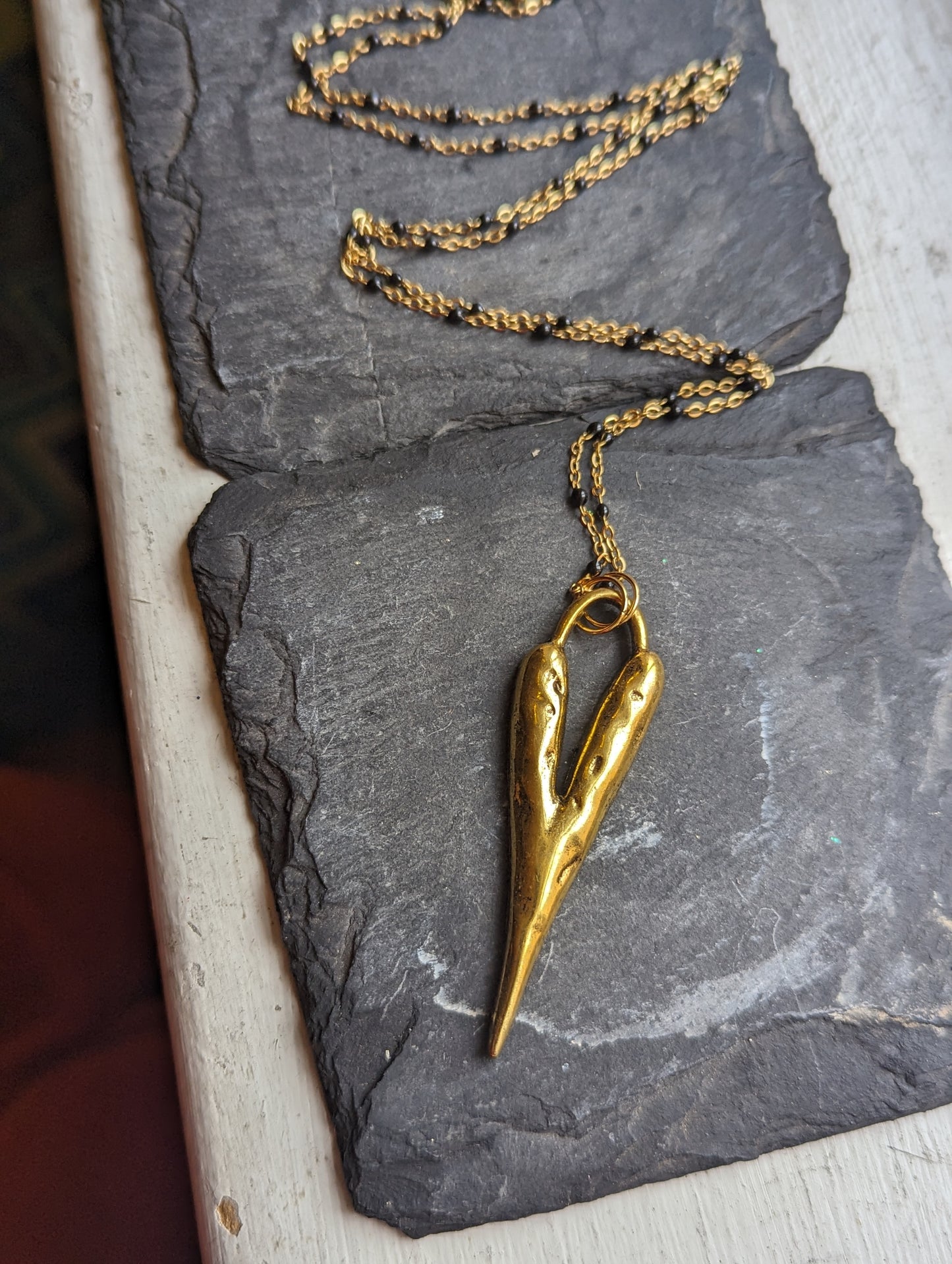 Long Heart Pendant on Stainless (Silver or Gold)