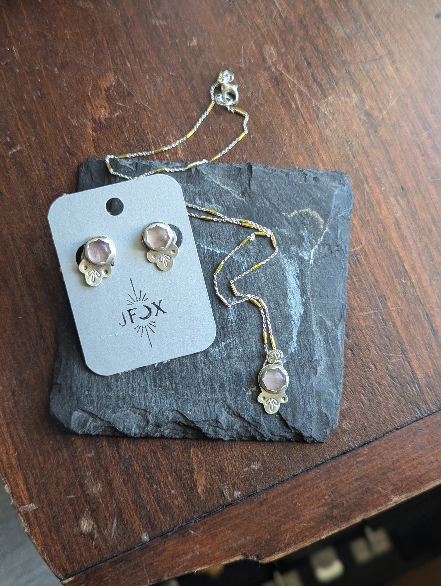 Fluorite Stamped Sterling Necklace