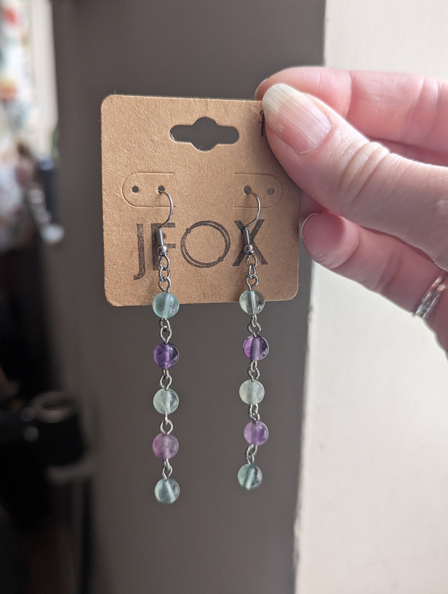 Rainbow Fluorite Wirewrapped Drop Earrings
