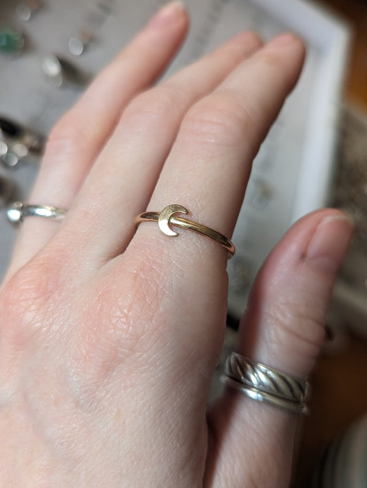 14K Gold Filled Crescent Moon Stacker Ring (Various Sizes Available MTO)