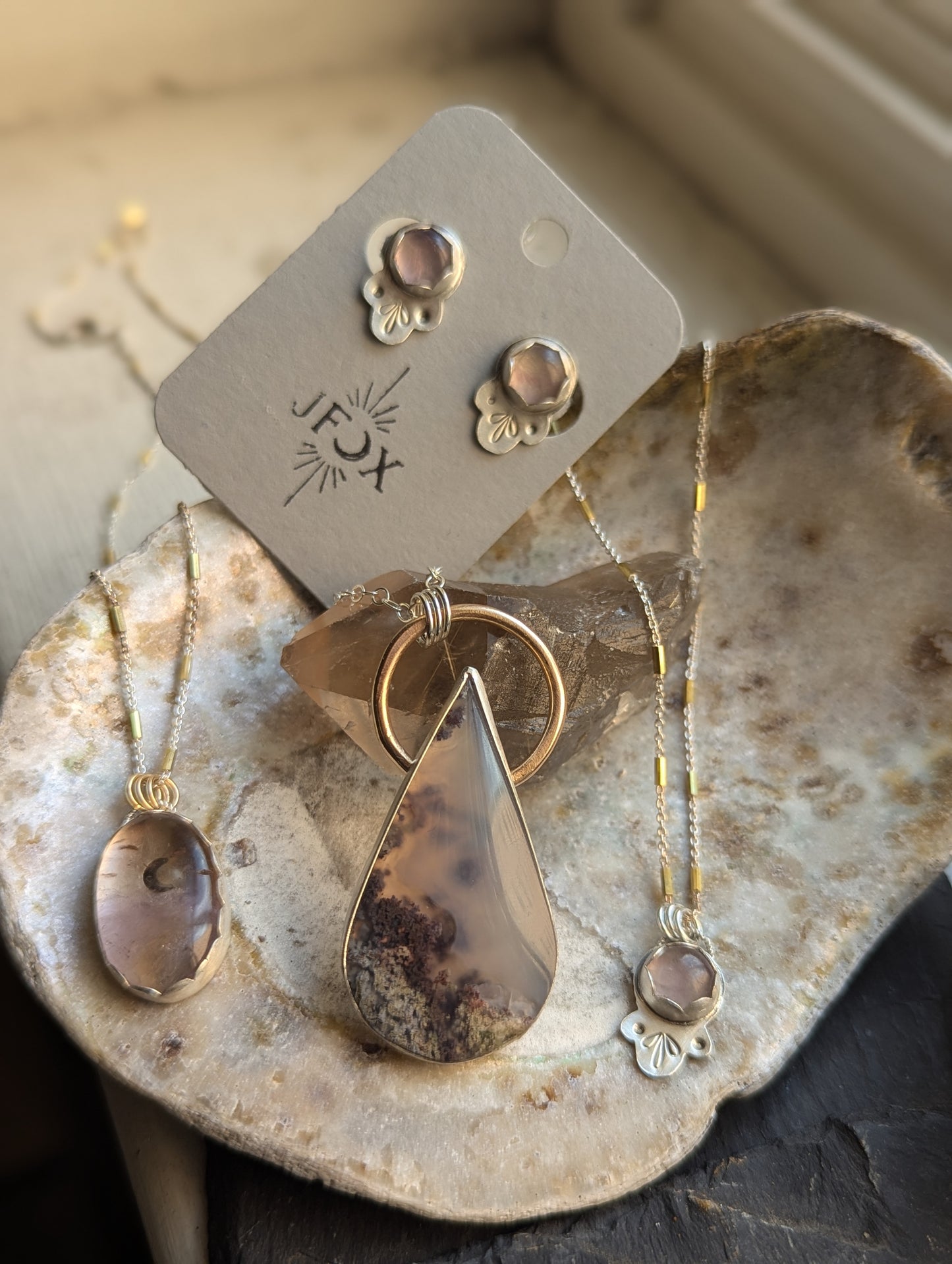 Fluorite Stamped Sterling Necklace