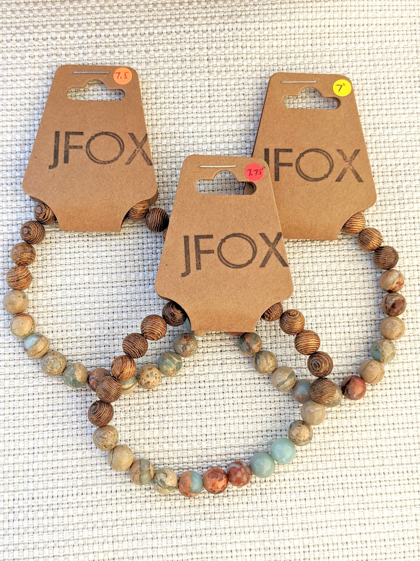 Pulsera de jaspe y madera Aqua Terra (varios tamaños disponibles)