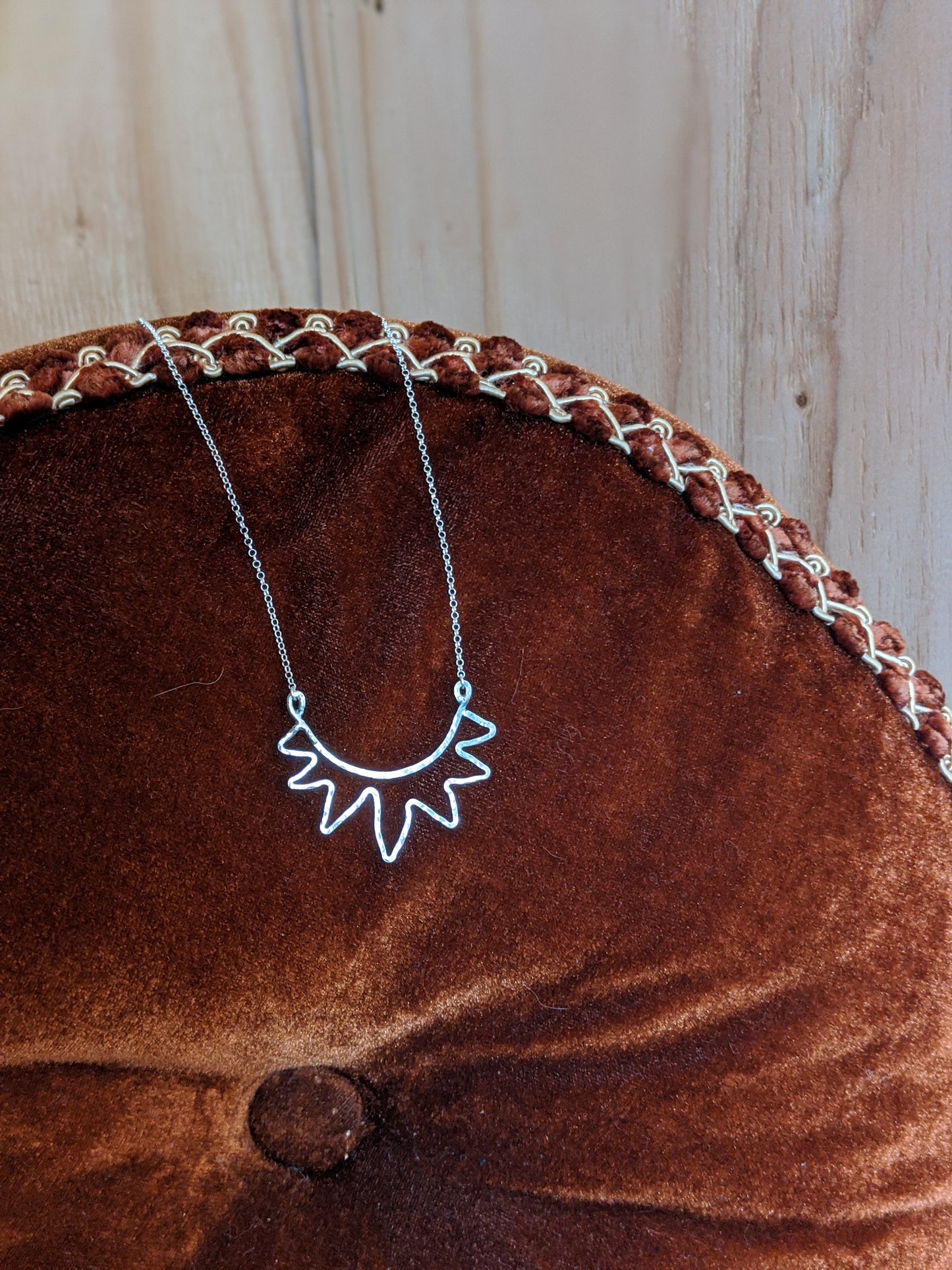 Sterling Silver Hammered Sun Necklace (Made To Order)