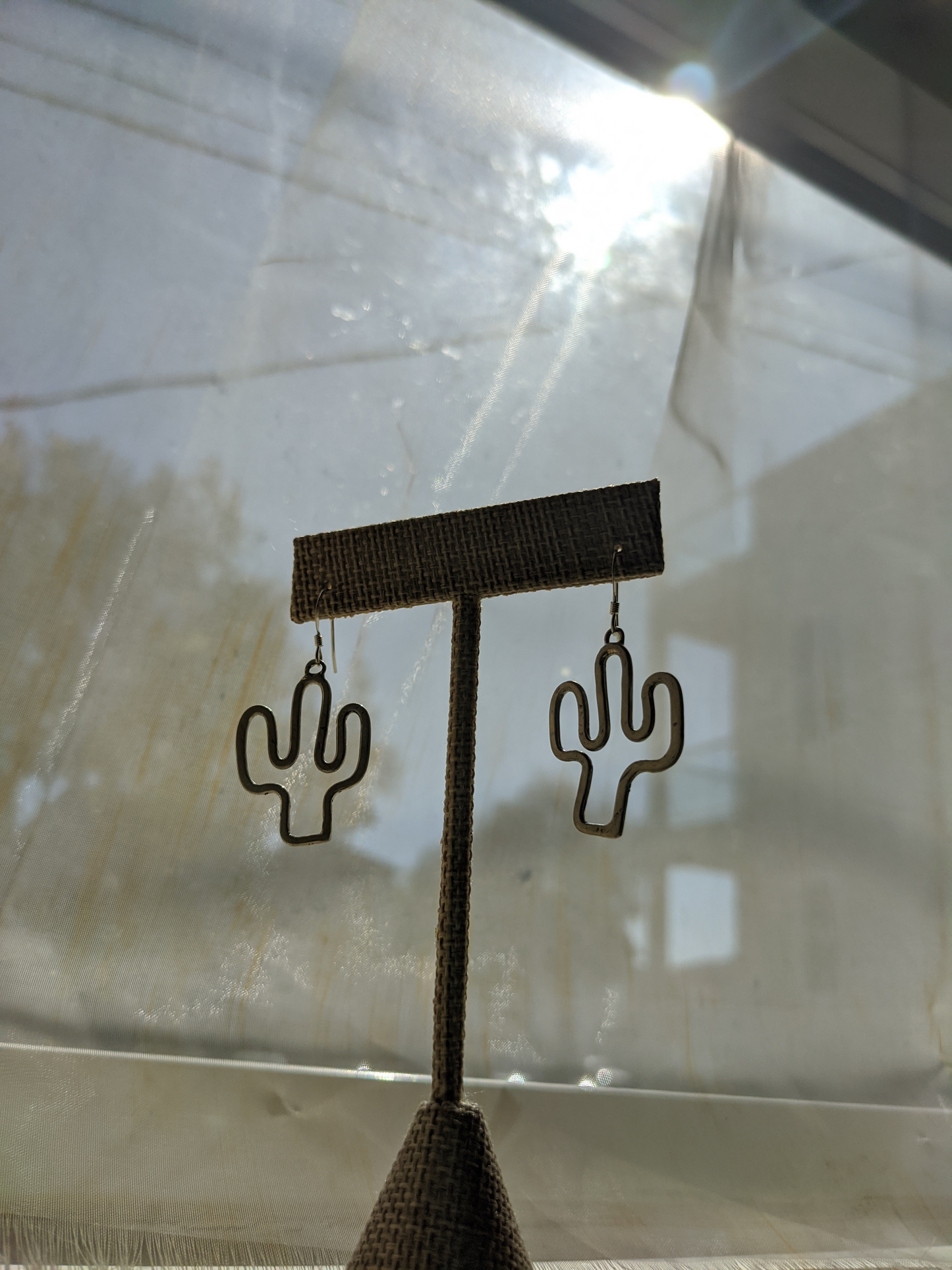 Hammered Sterling Silver Cactus Silhouette Earrings (MTO)