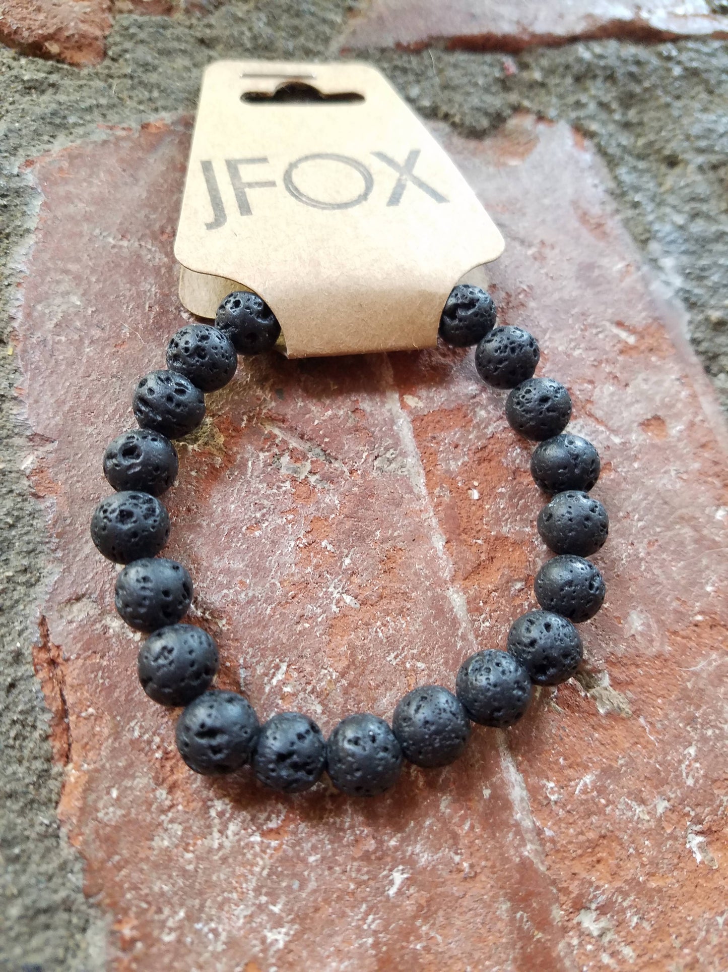 Pulsera de roca de lava negra (varios tamaños disponibles)