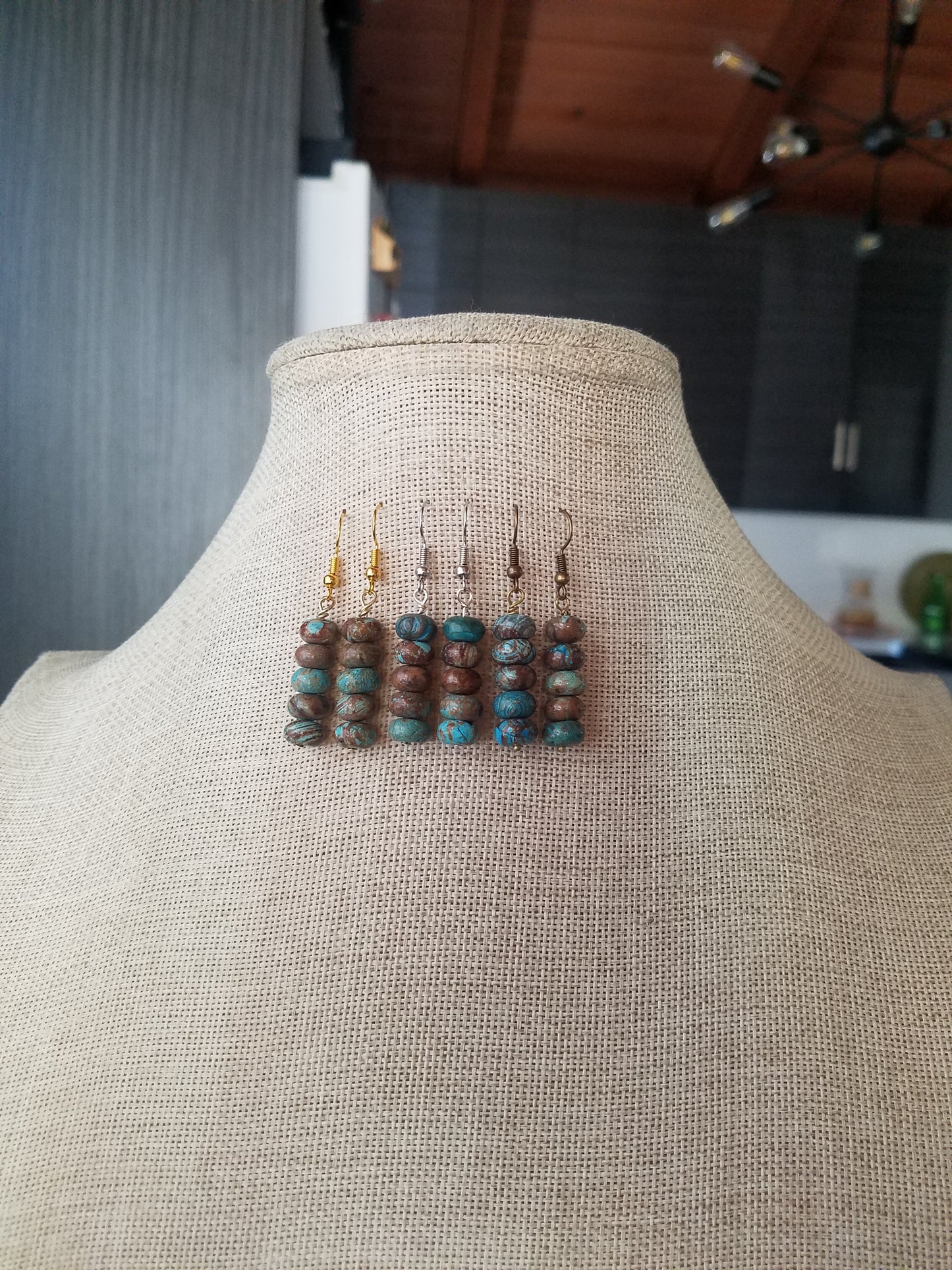 Crazy Blue Lace Agate Drop Earrings (Various Metals Available)