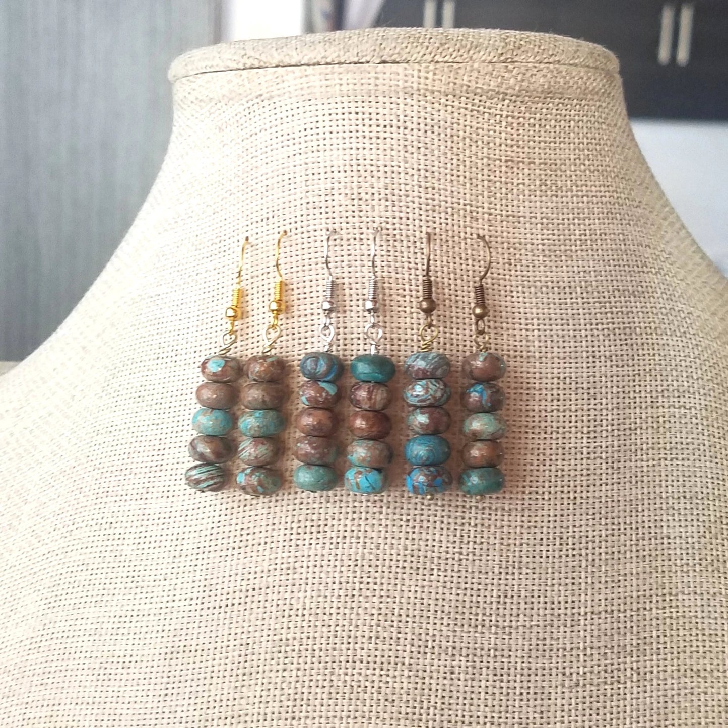 Crazy Blue Lace Agate Drop Earrings (Various Metals Available)