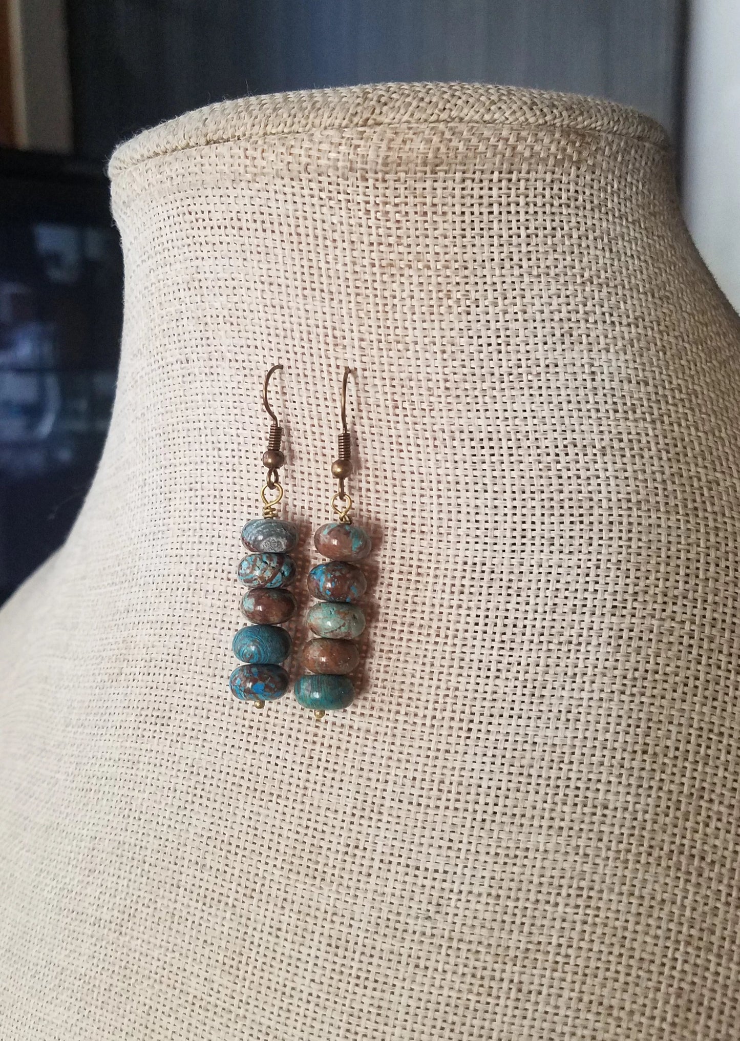 Crazy Blue Lace Agate Drop Earrings (Various Metals Available)
