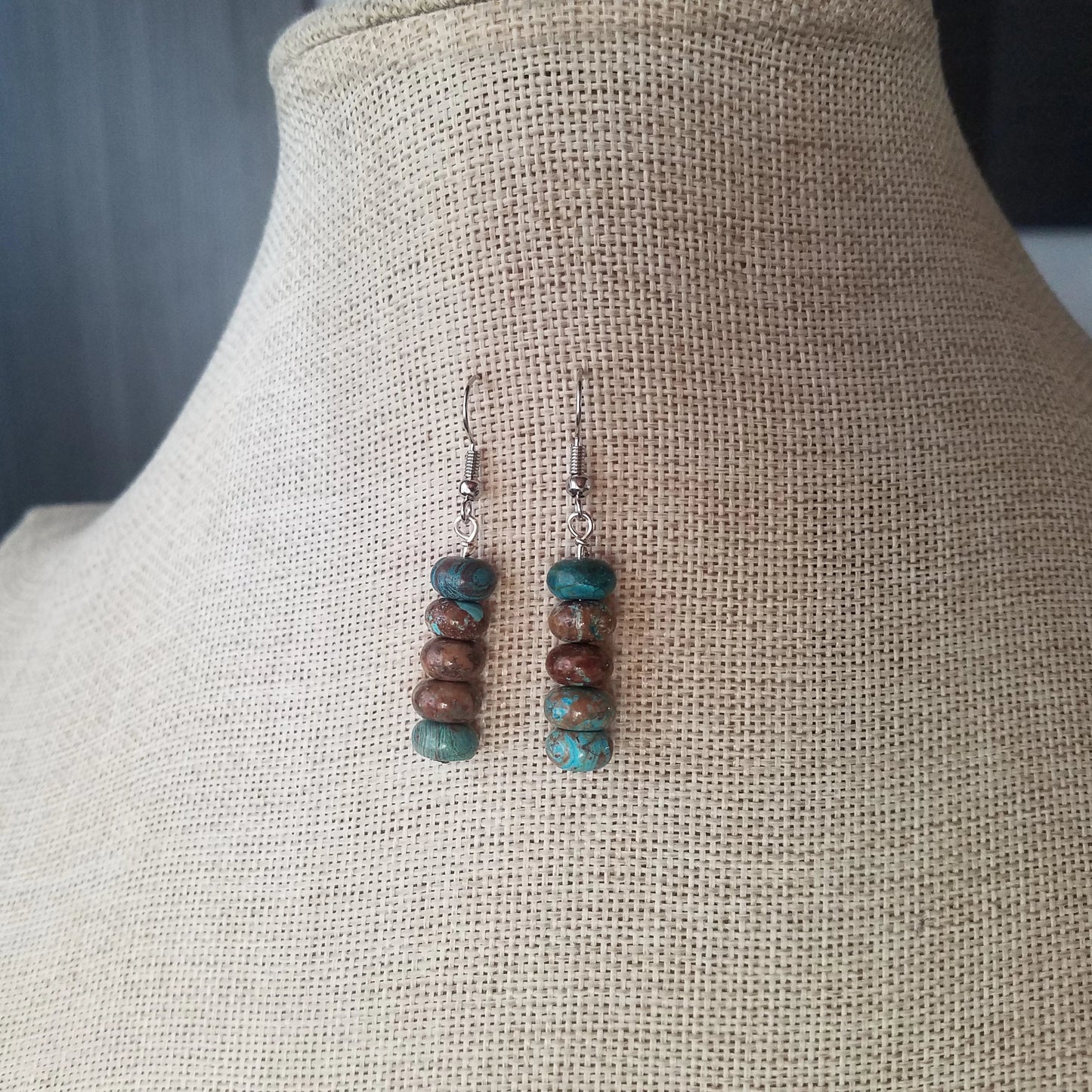 Crazy Blue Lace Agate Drop Earrings (Various Metals Available)