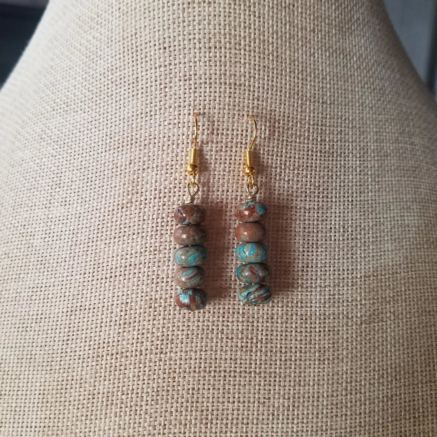 Crazy Blue Lace Agate Drop Earrings (Various Metals Available)