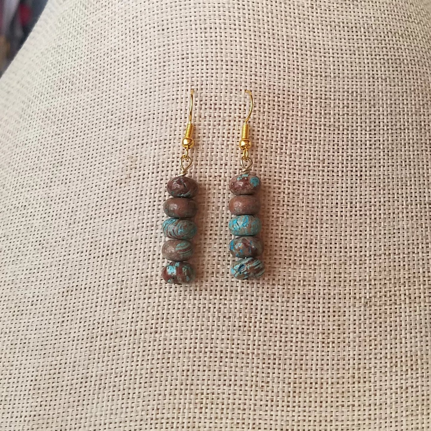 Crazy Blue Lace Agate Drop Earrings (Various Metals Available)
