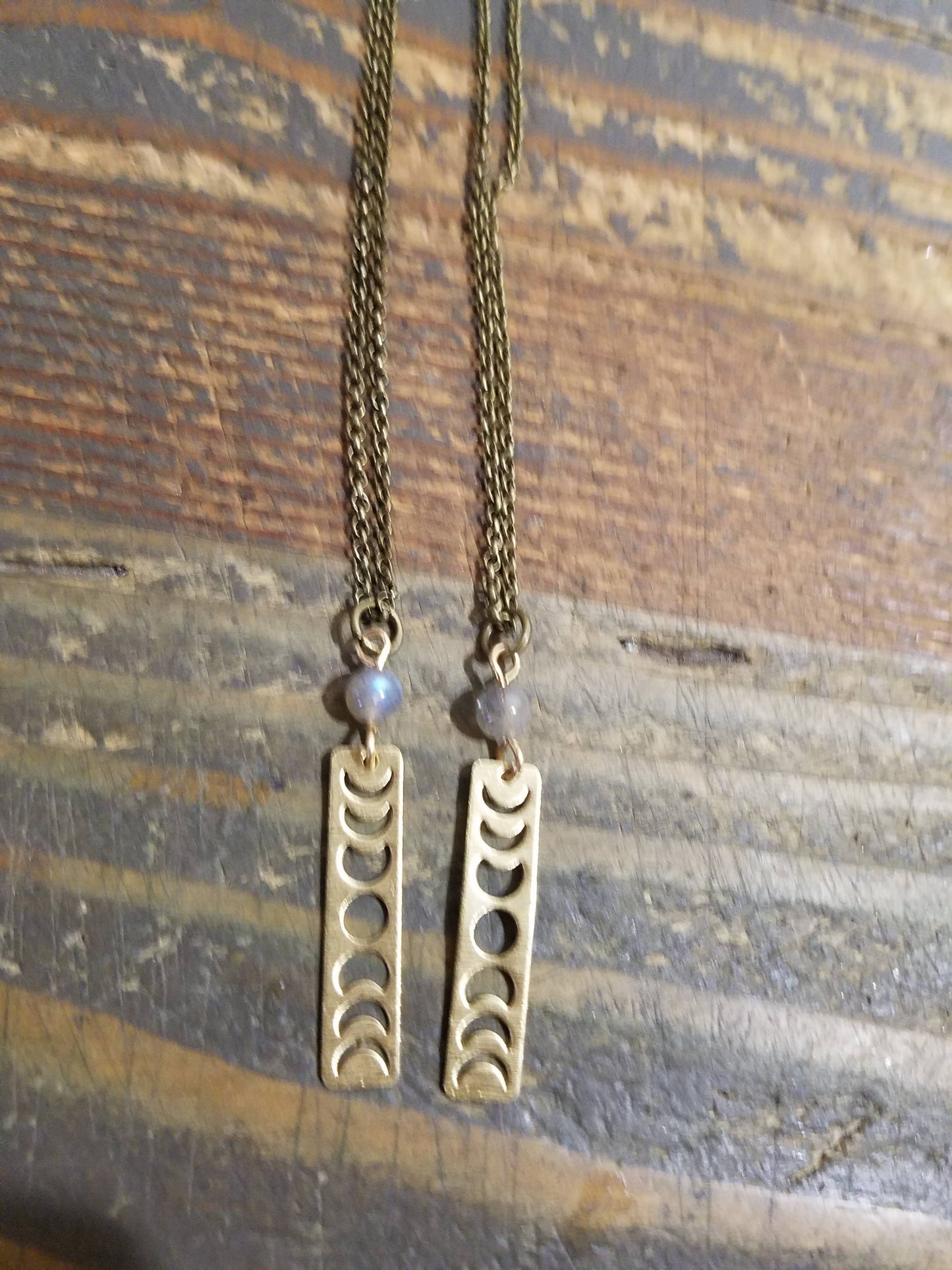 Moon Phase and Labradorite Necklace (Brass or Silver)
