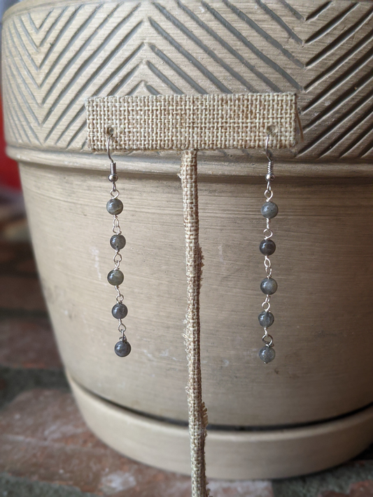 Labradorite Wire Wrapped Drop Earrings