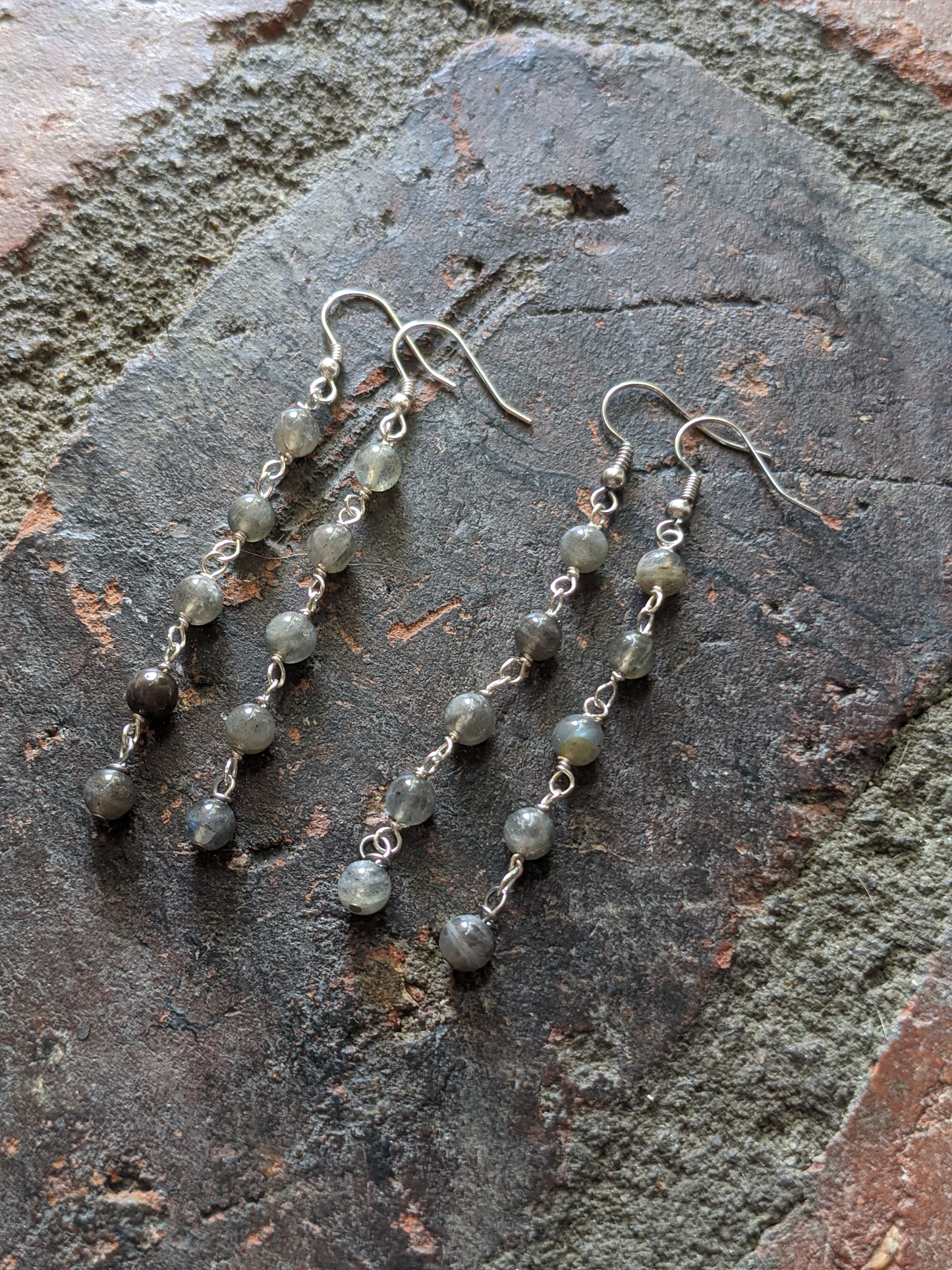 Labradorite Wirewrapped Drop Earrings