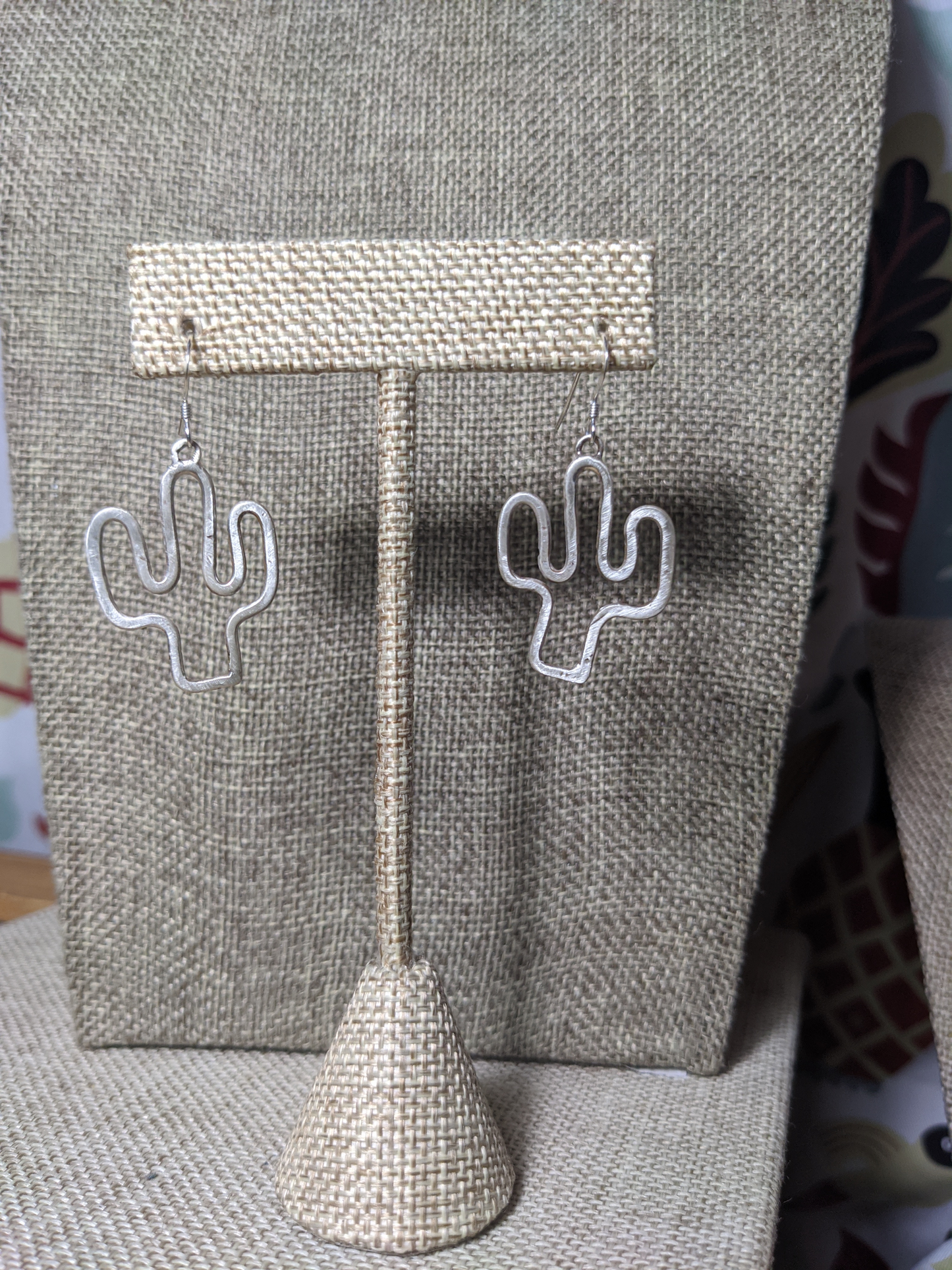 Hammered Sterling Silver Cactus Silhouette Earrings (MTO)