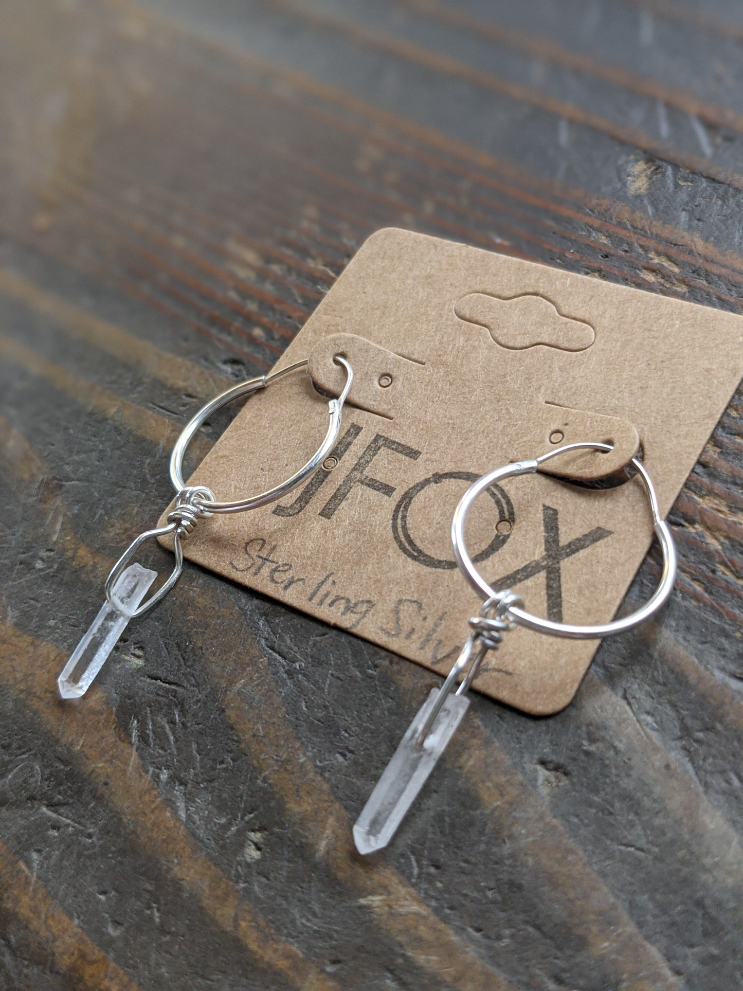 Quartz crystal Sterling Silver Hoops