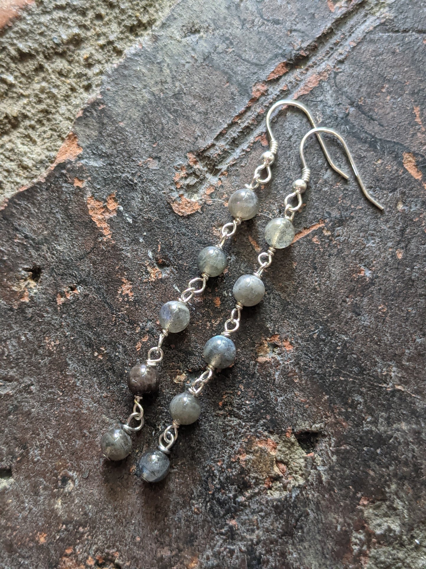 Labradorite Wirewrapped Drop Earrings