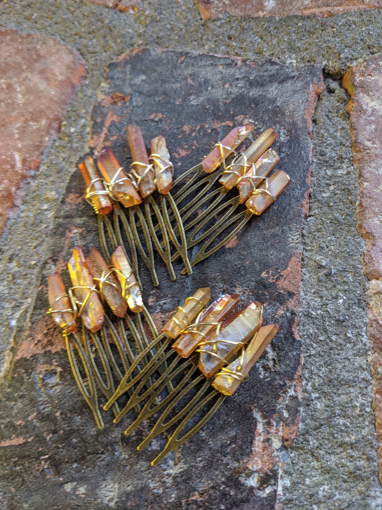 Small Champagne Quartz Crystal Hair Comb