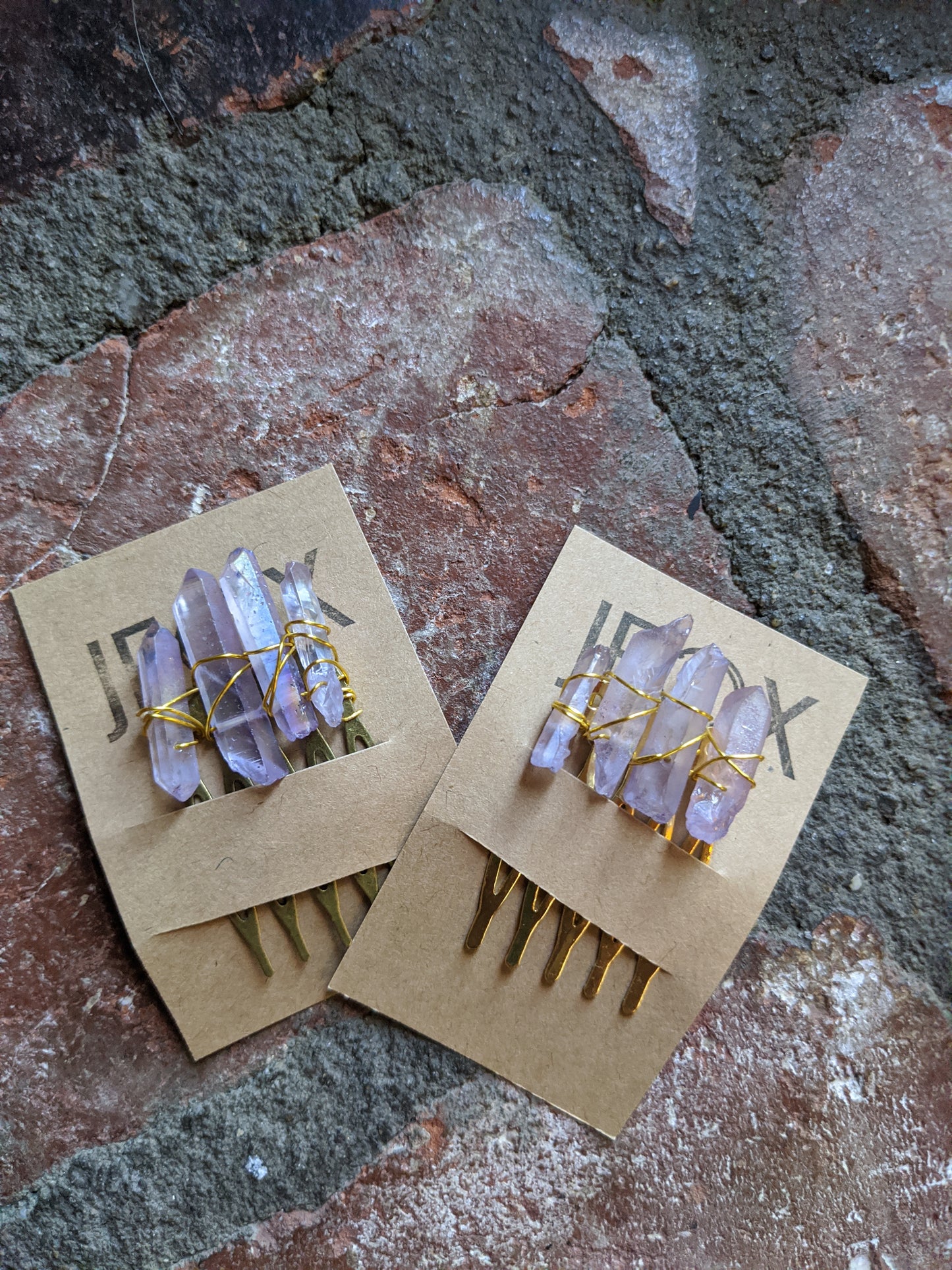 Small Purple Quartz Crystal Hair Comb