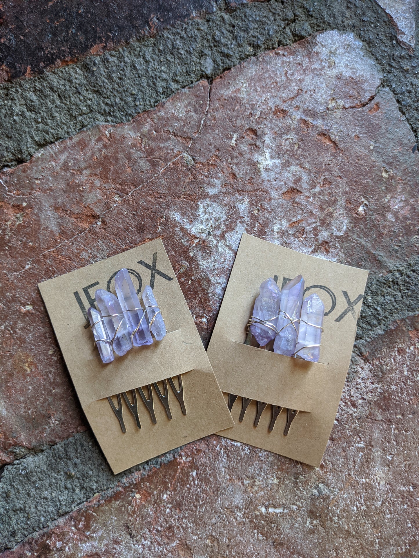 Small Purple Quartz Crystal Hair Comb