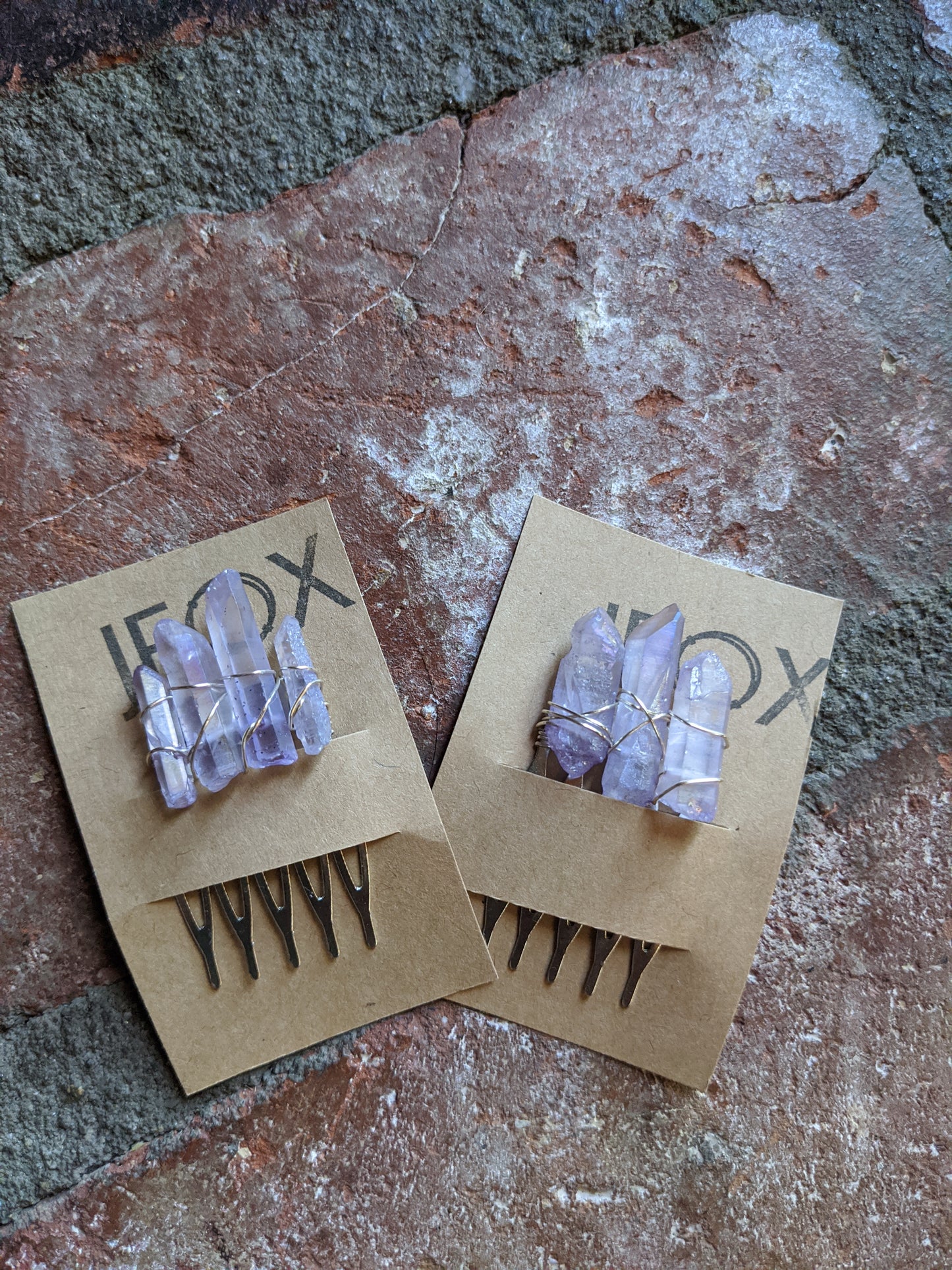 Small Purple Quartz Crystal Hair Comb