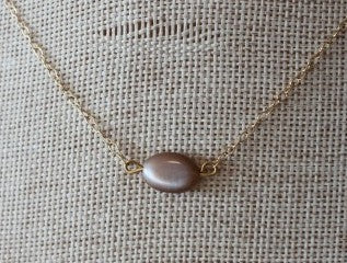 Champagne Peach Moonstone on 14k Gold
