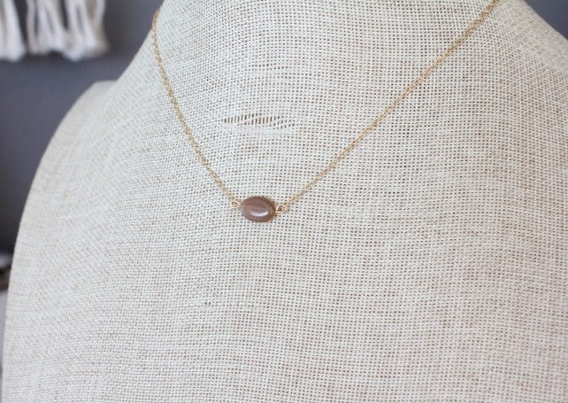 Champagne Peach Moonstone on 14k Gold