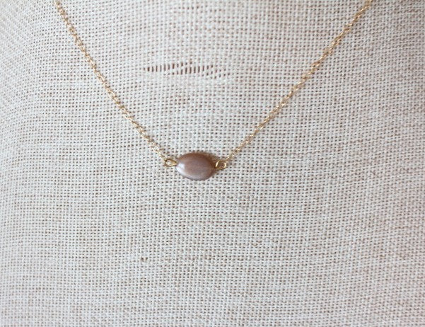 Champagne Peach Moonstone on 14k Gold
