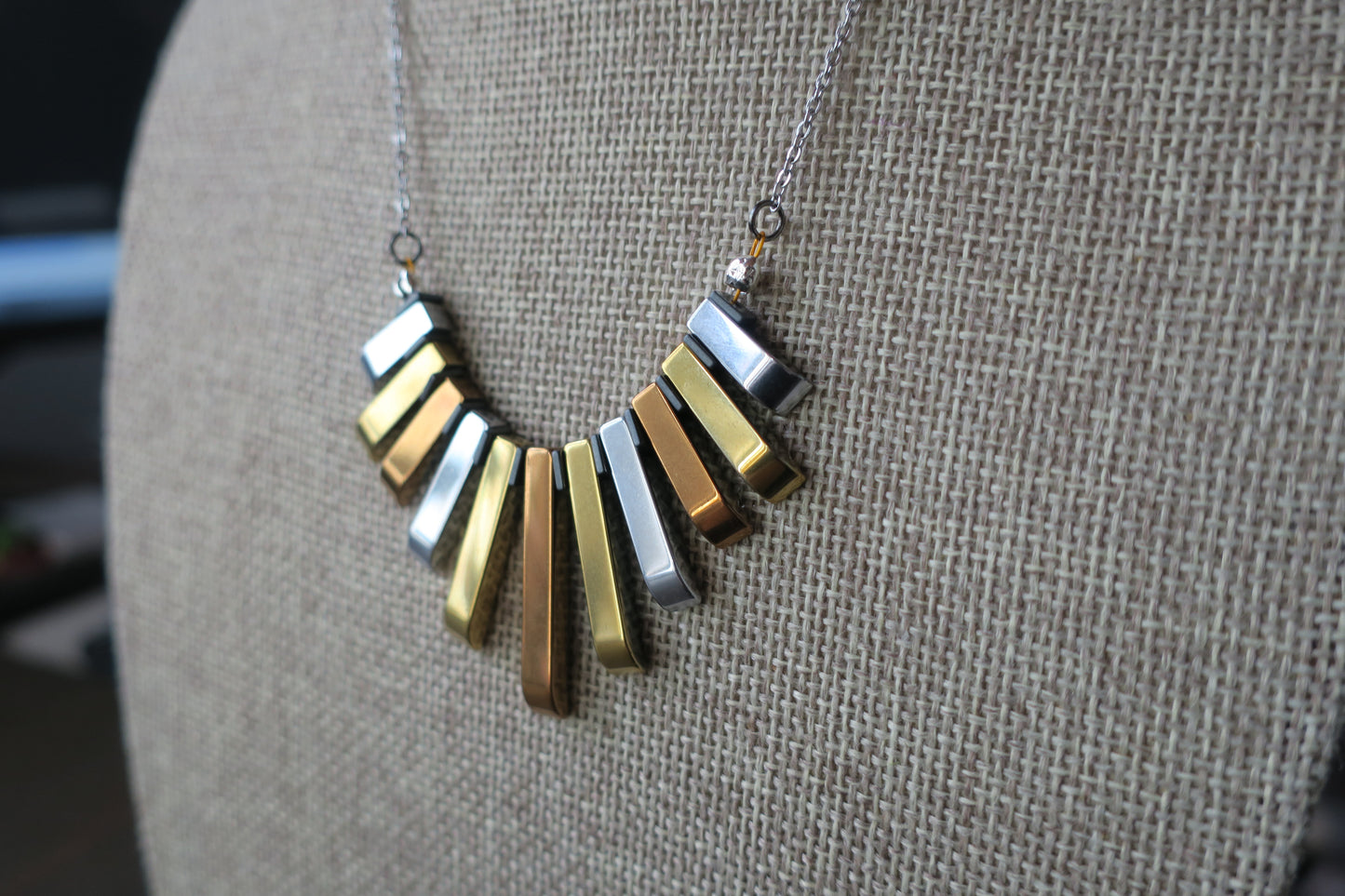 Multi-Color Hematite Statement Necklace on Silver (MTO)