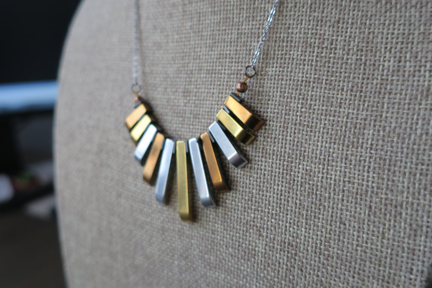 Multi-Color Hematite Statement Necklace on Silver (MTO)