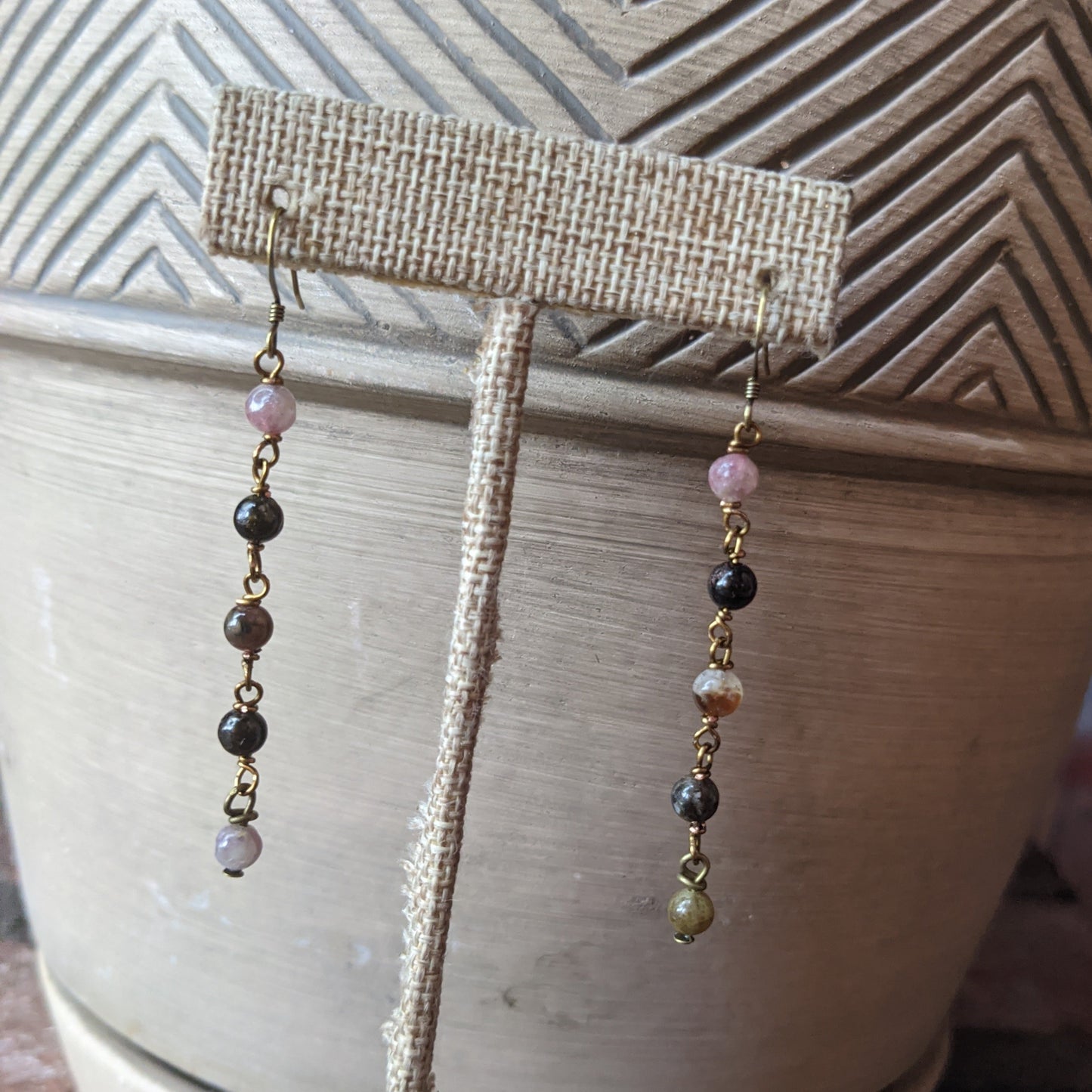 Watermelon Tourmaline Wire Wrapped Drop Earrings