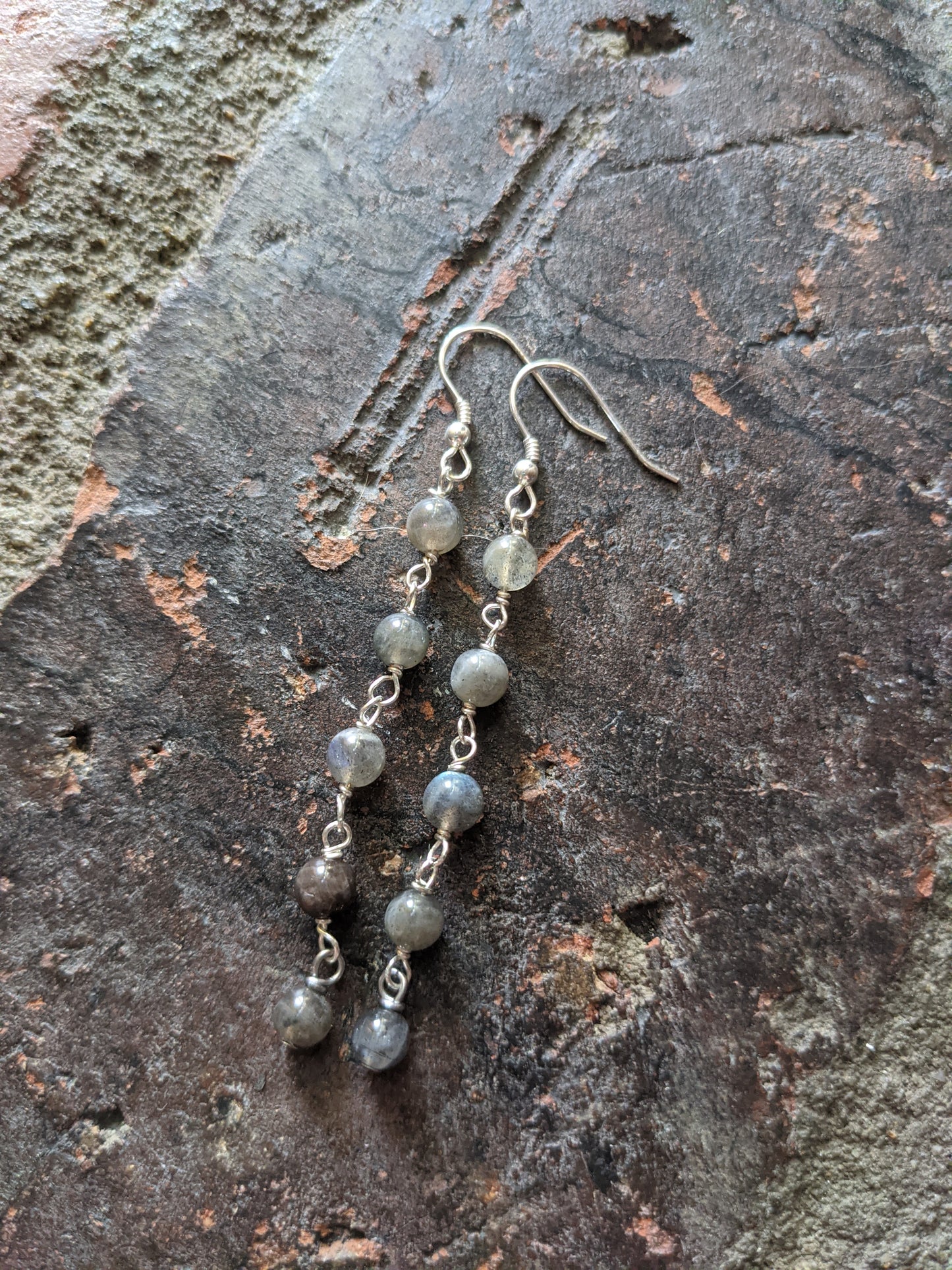 Labradorite Wirewrapped Drop Earrings