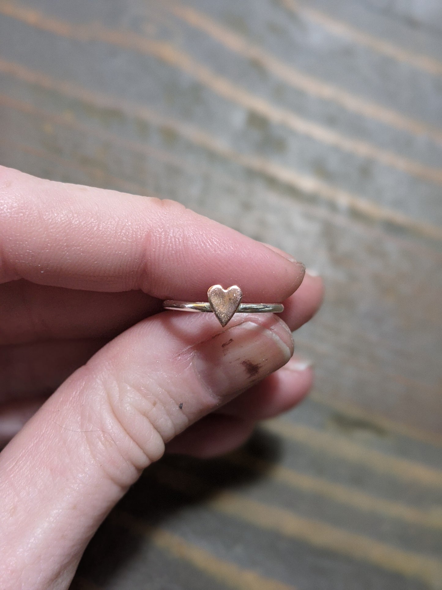 Copper Heart and Sterling Silver Ring