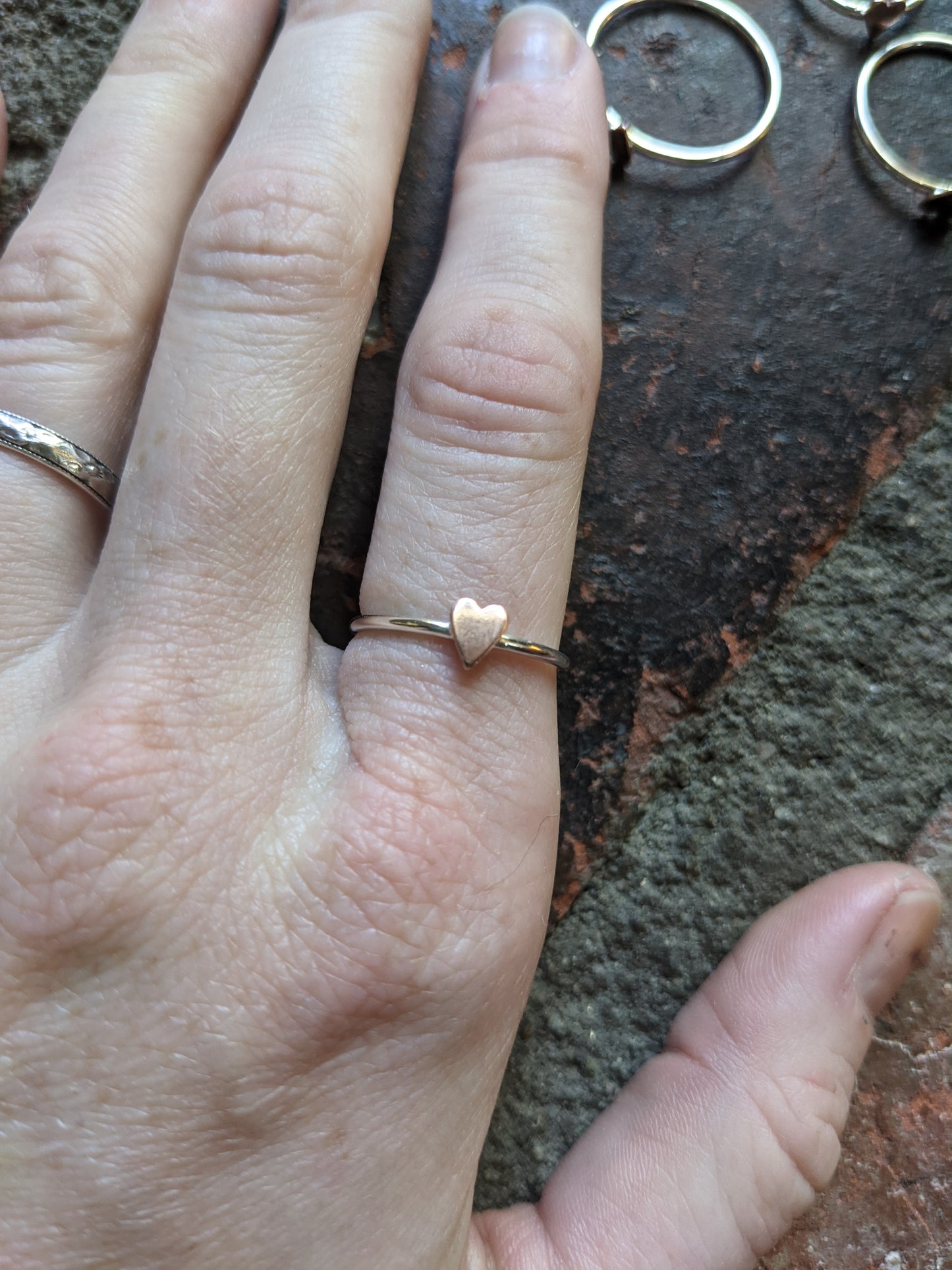 Copper Heart and Sterling Silver Ring