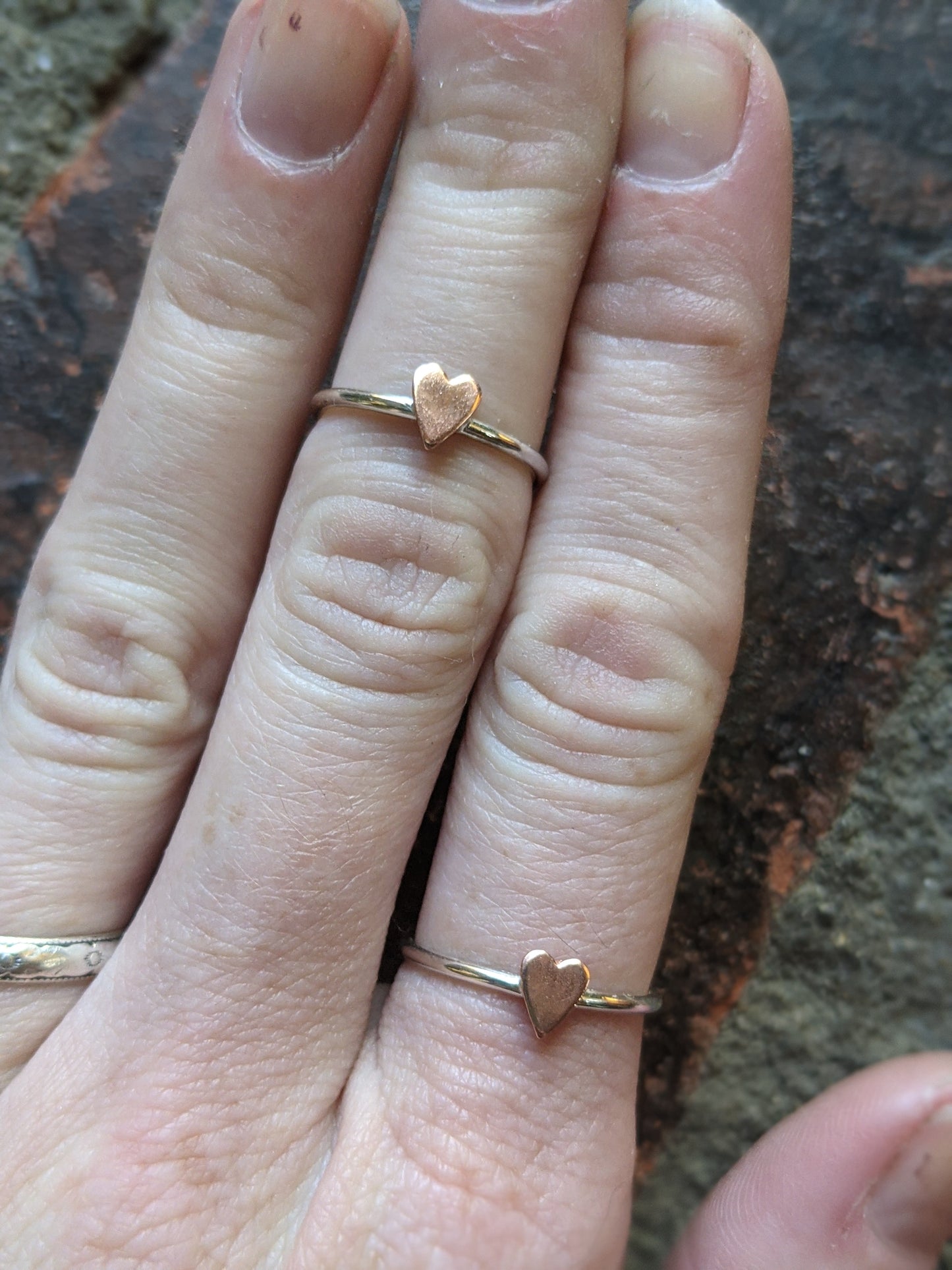 Copper Heart and Sterling Silver Ring