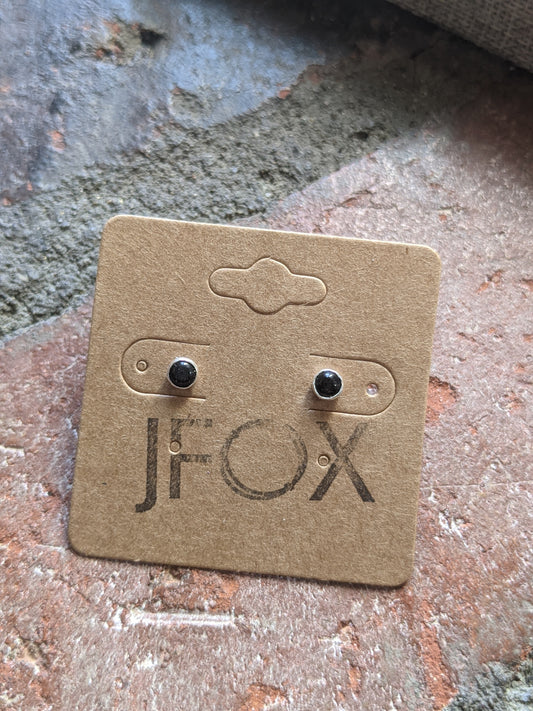 4mm Black Onyx Silver Studs (Made To Order)