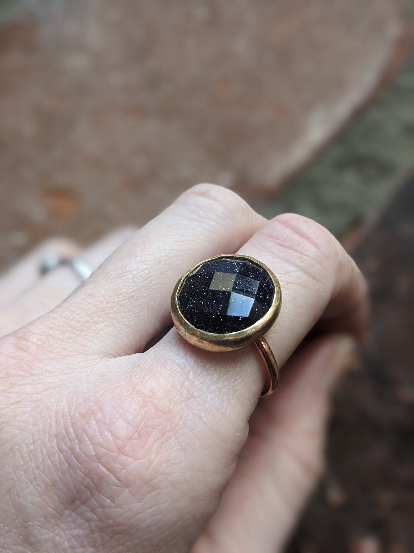 Blue Goldstone and Brass Ring MTO