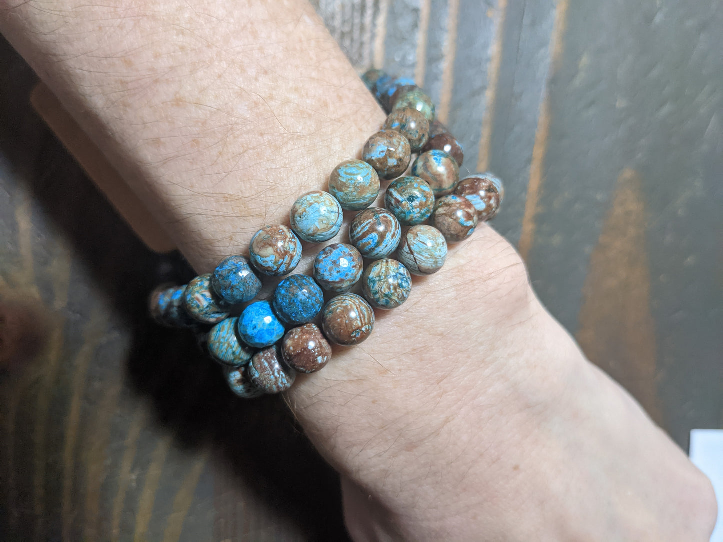Pulsera de ágata azul con encaje loco (varios tamaños disponibles) *Estilo retirado*