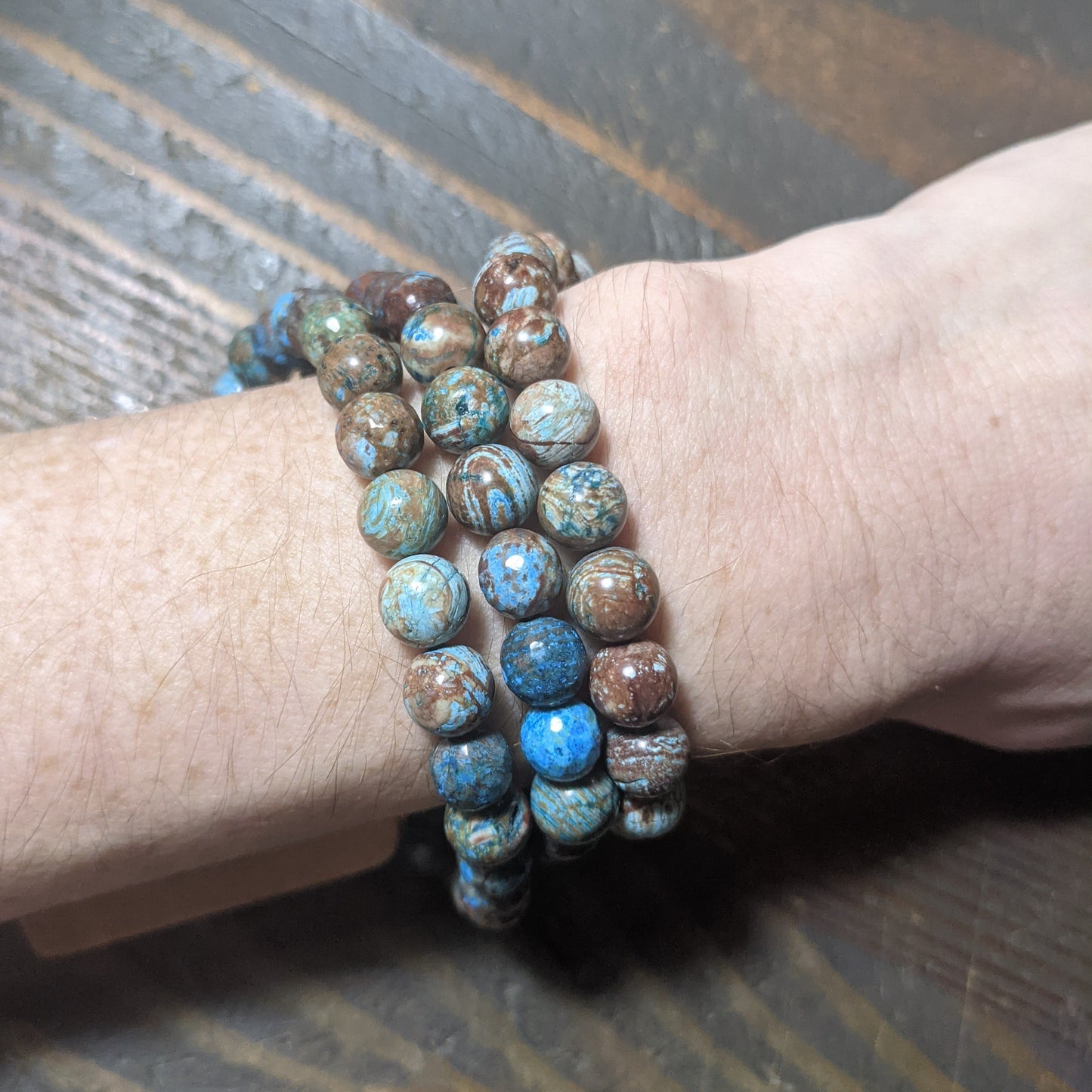 Pulsera de ágata azul con encaje loco (varios tamaños disponibles) *Estilo retirado*