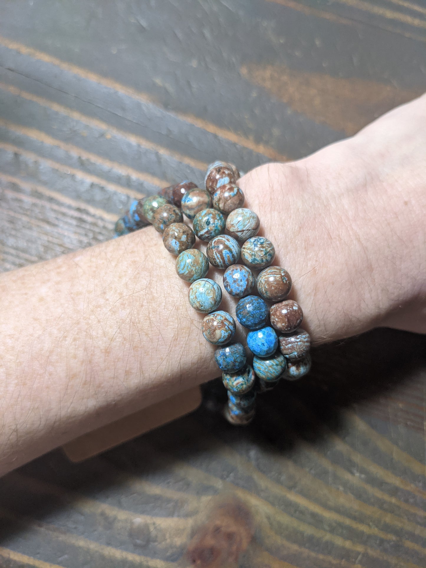 Pulsera de ágata azul con encaje loco (varios tamaños disponibles) *Estilo retirado*