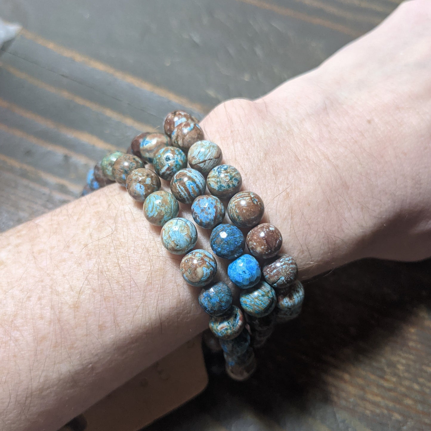 Pulsera de ágata azul con encaje loco (varios tamaños disponibles) *Estilo retirado*