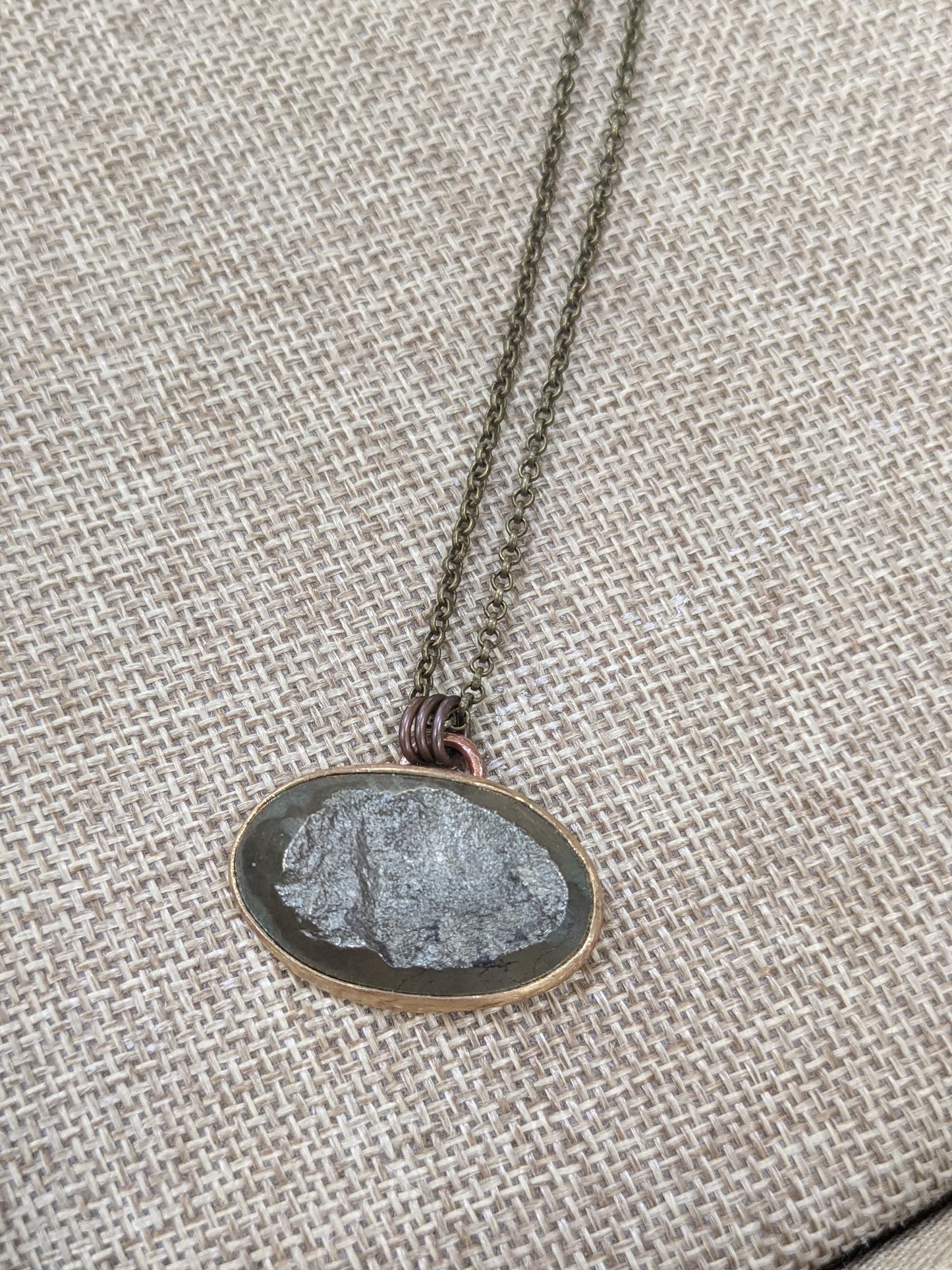 Rough Cut Pyrite Brass Necklace