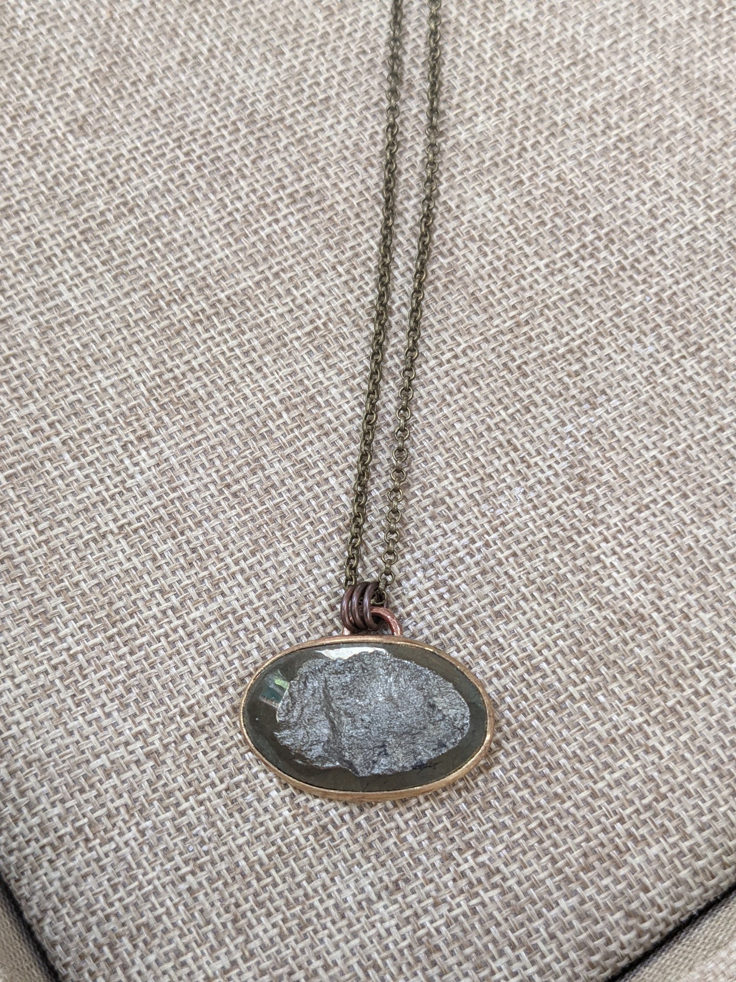 Rough Cut Pyrite Brass Necklace