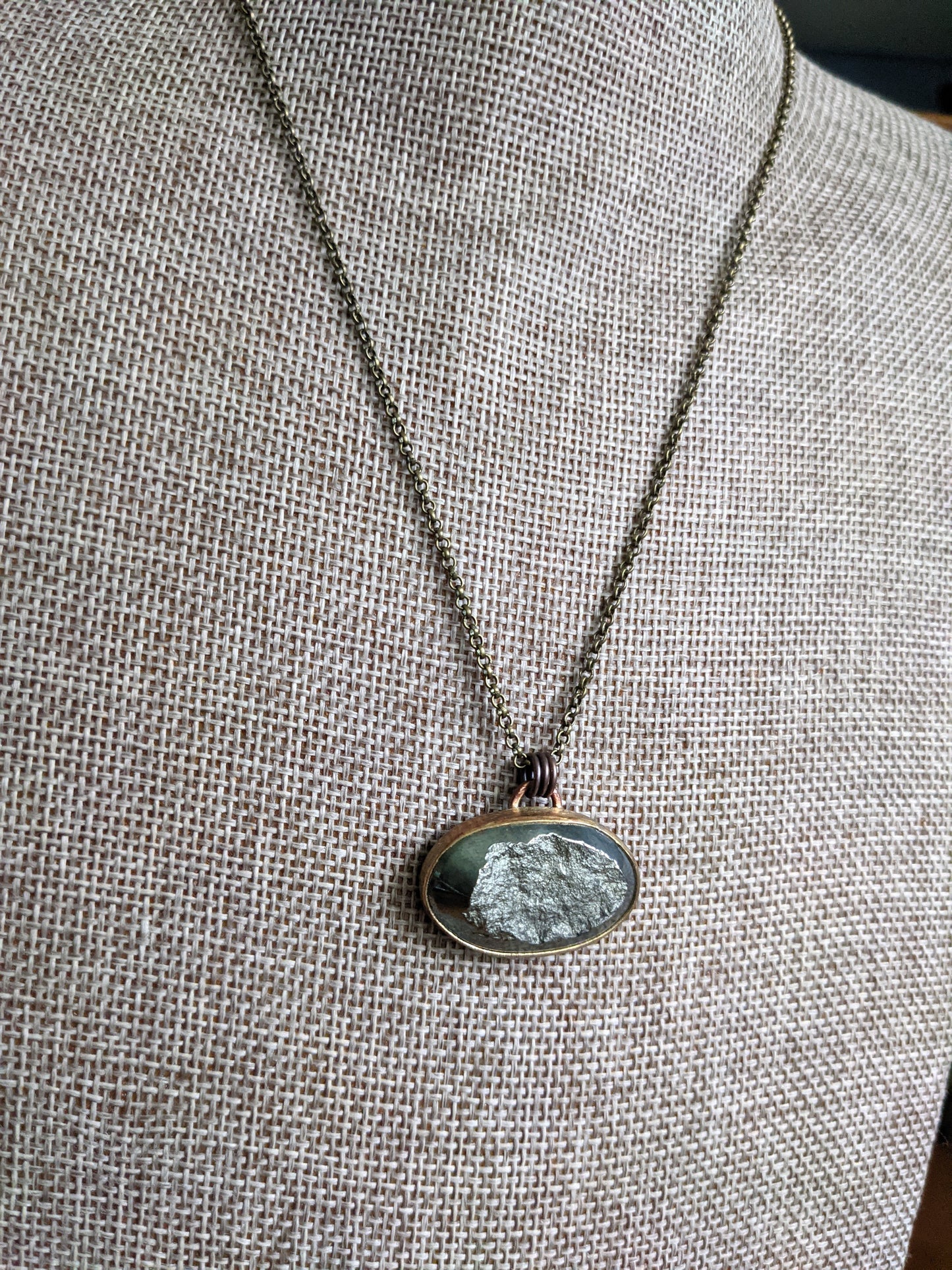 Rough Cut Pyrite Brass Necklace