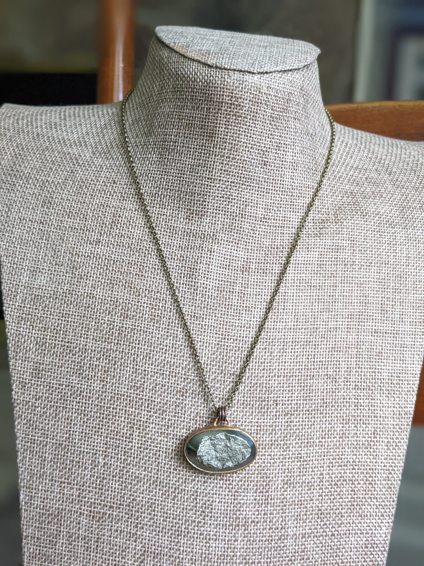Rough Cut Pyrite Brass Necklace